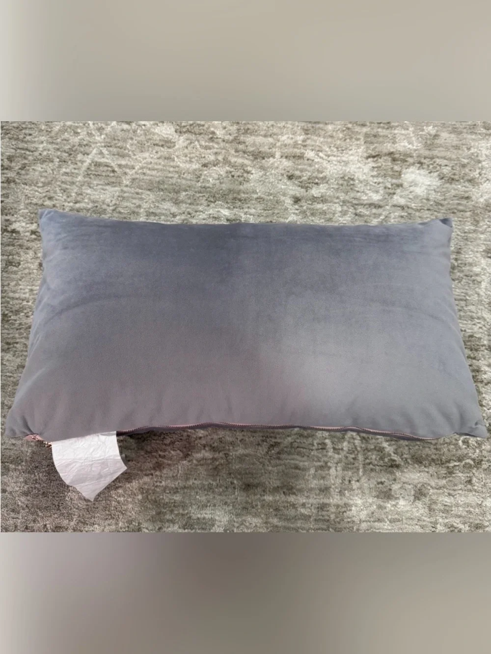 Ted Baker Gray Velvet Pillow with Copper Script 'Wake Me for Champagne'
